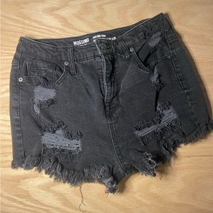 Missimo Black Distressed Shorts - Denim